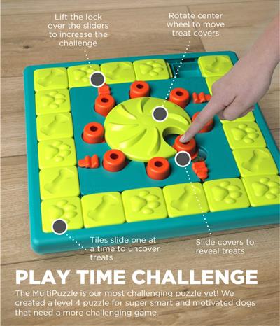 Nina Ottosson MultiPuzzle Interactive Treat Dog Puzzle Toy Blue Level 4