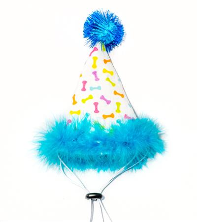 Blue Pom Pom Party Hat