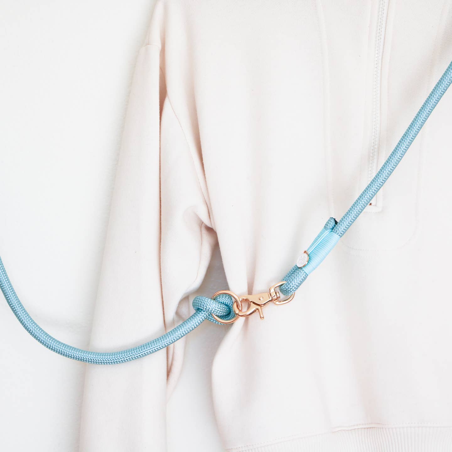 Hands Free Braided Rope Leash - Aqua