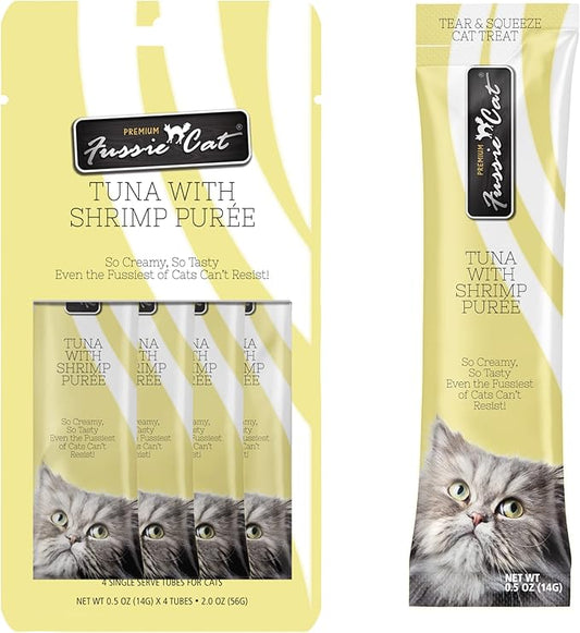 Fussie Cat Tuna with Shrimp Puree Lickable Cat Treats - 0.5oz Pouch