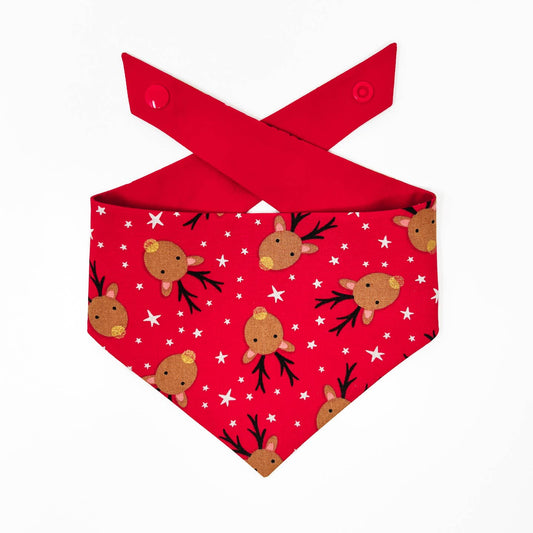 Reindeer Tie On Dog Bandana