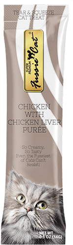 Fussie Cat Chicken with Chicken Liver Puree Lickable Cat Treats - 0.5oz Pouch