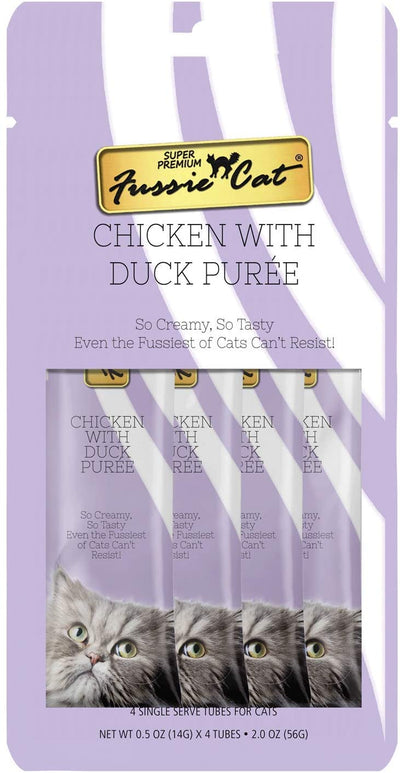 Fussie Cat Chicken & Duck Puree Lickable Cat Treats - 0.5oz Pouch