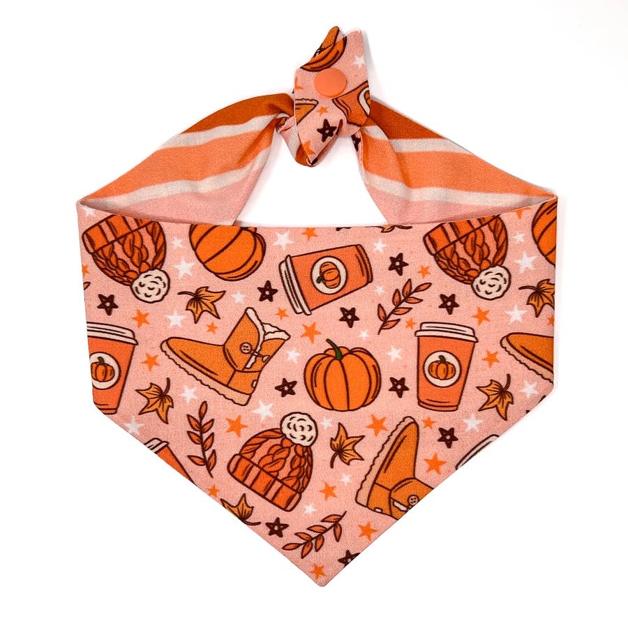 Boho Pumpkin Spice Reversible Tie On Dog Bandana