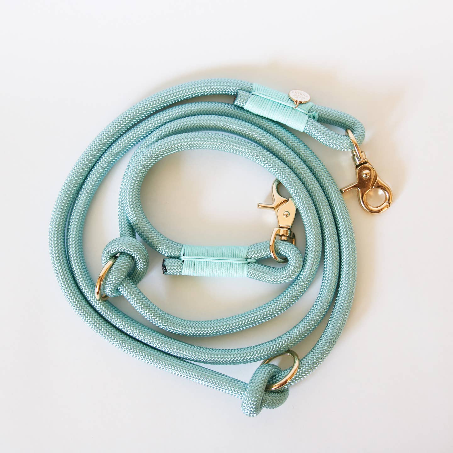 Hands Free Braided Rope Leash - Aqua