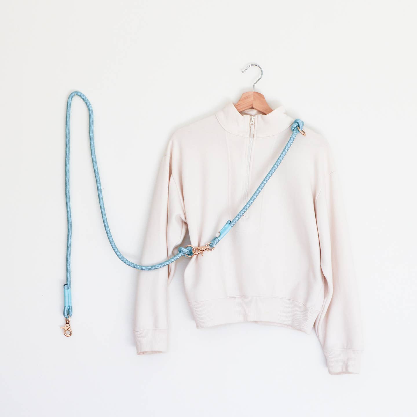 Hands Free Braided Rope Leash - Aqua